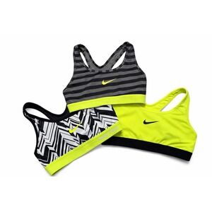 Nike Pro Dri-Fit Sports Bra Bundle XS Neon Yellow & Black/Gray RacerbackLot Of 3